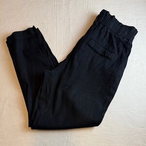 Elevenses Women's Black Paper bag Waist Cargo Pocket PANTS size LP